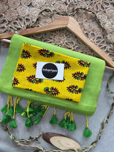 Perrot  Handloom Cotton Saree With Yellow Flower Print Blouse